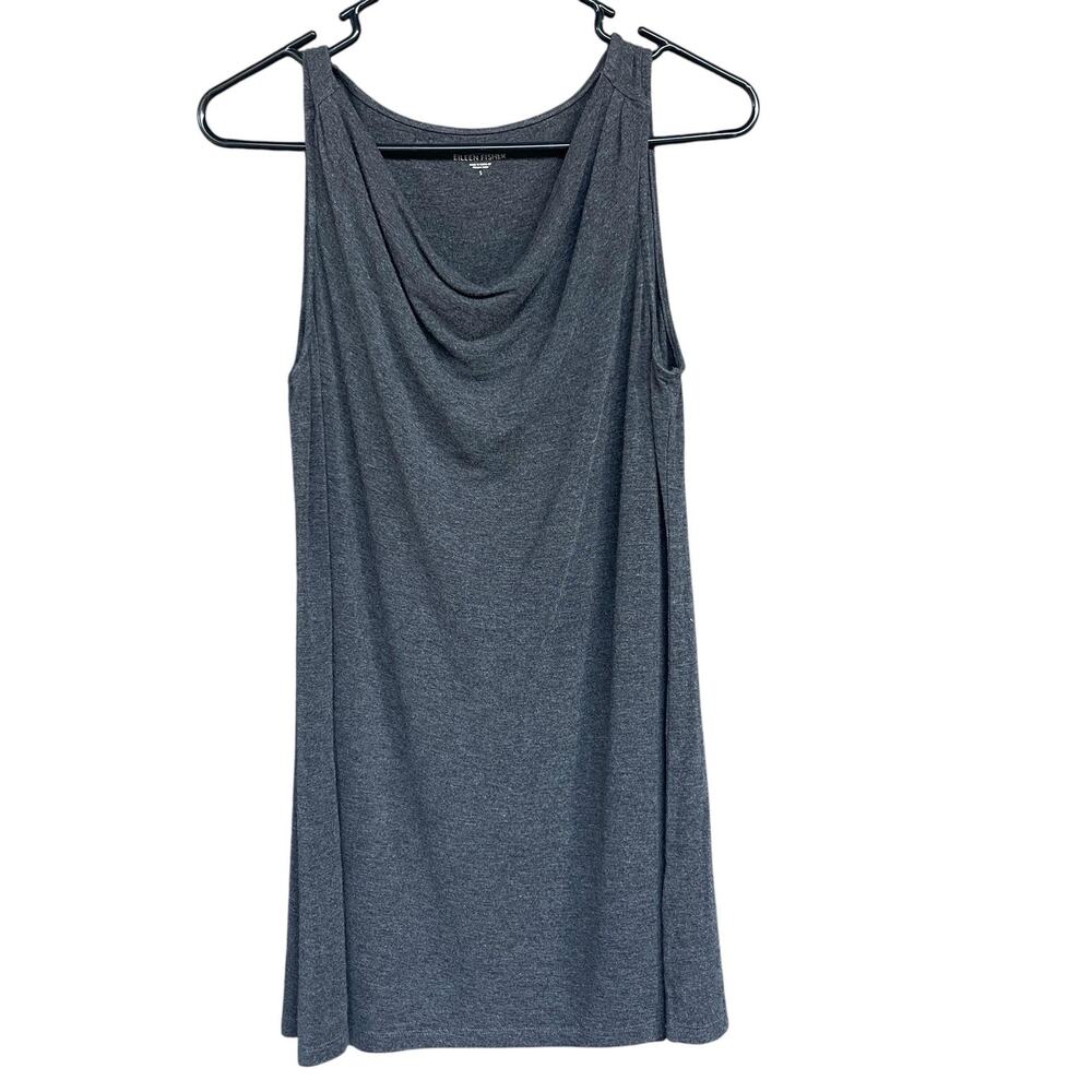 Eileen Fisher Tunic Top Womens Small Sleeveless Draped Neck Viscose Spandex Knit